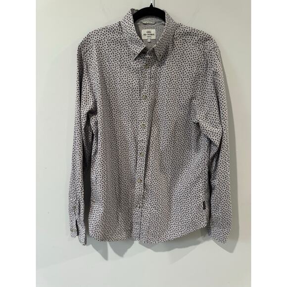 Ben Sherman Men’s Gray Floral Button-Down Shirt Size M – 100% Cotton Dress Shirt - Picture 1 of 5